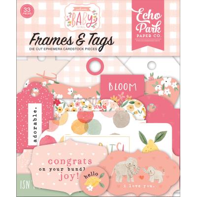 Echo Park Welcome Baby Girl Die Cuts - Frames & Tags